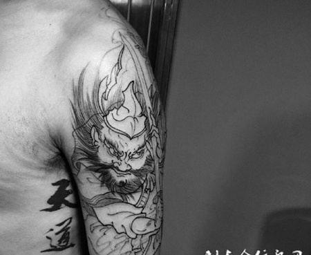 男士大臂霸气钟馗纹身图案欣赏
