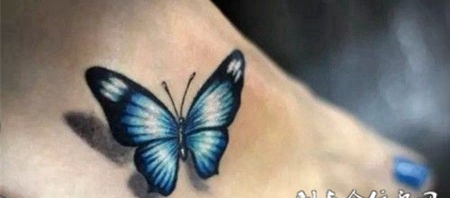 脚上唯美的蝴蝶纹身图案作品