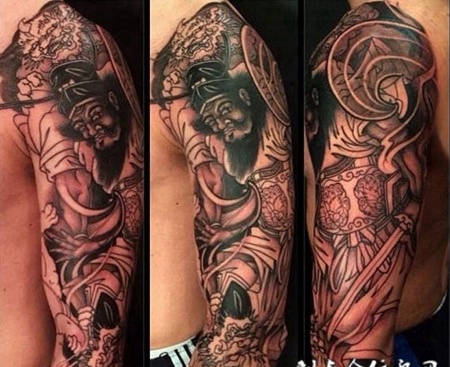 好看的花臂钟馗纹身图案作品