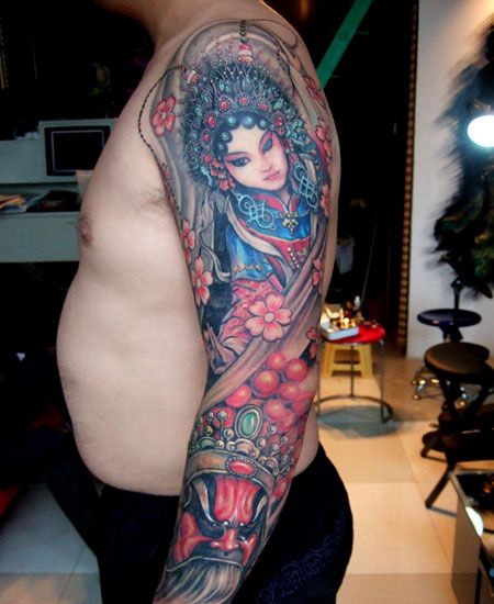 花臂花旦霸王纹身图案