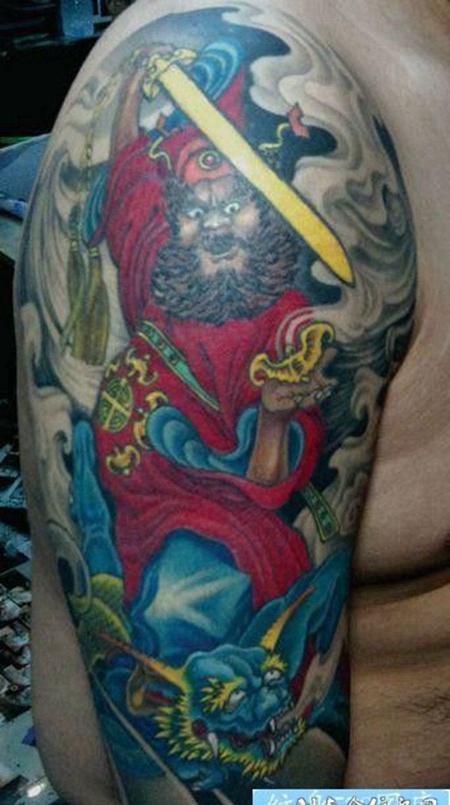 手臂经典天师钟馗纹身图案