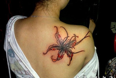 女生后背曼陀罗彼岸花纹身图案大全