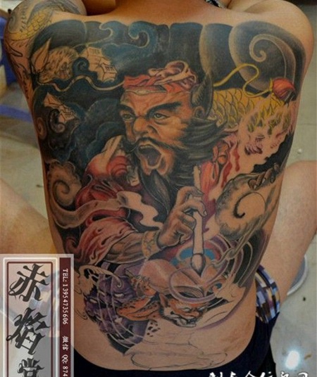 满背钟馗伏魔纹身图案欣赏