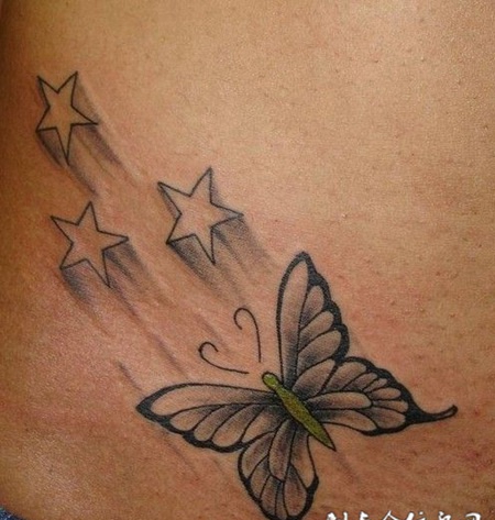 简单好看的蝴蝶纹身图案照片