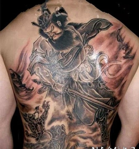 好看的满背钟馗纹身图案作品
