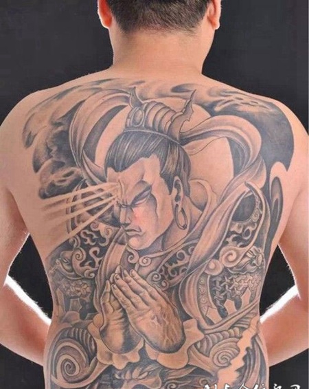 杨戬二郎神满背纹身图案大全