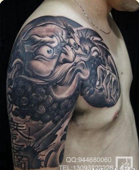 钟馗半甲人物纹身作品图片欣赏