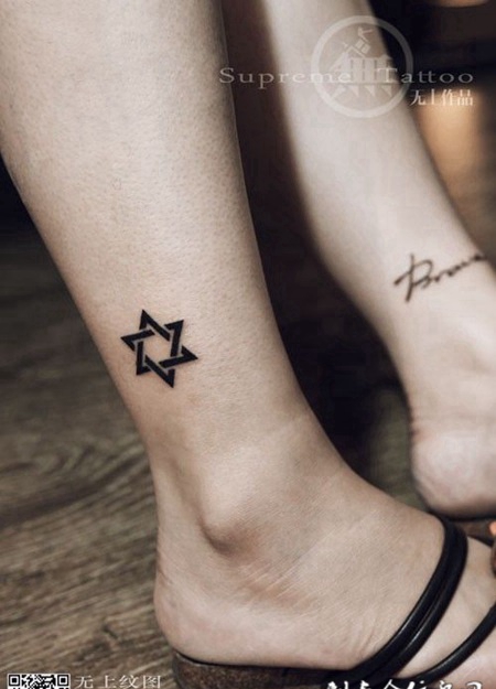 小清新个性纹身简单六芒星图案