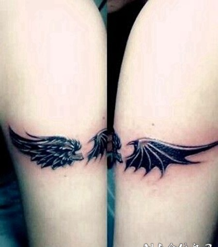 手臂翅膀个性情侣纹身图案