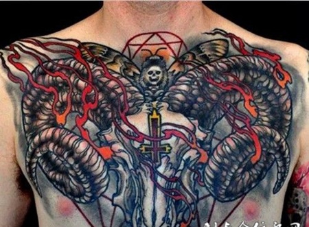 外国霸气鬼羊纹身图案大全