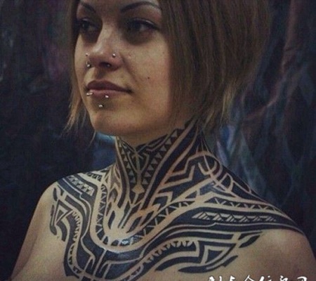 好看的脖子图腾纹身图案