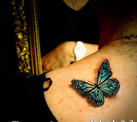 时尚优雅D蝴蝶纹身图案