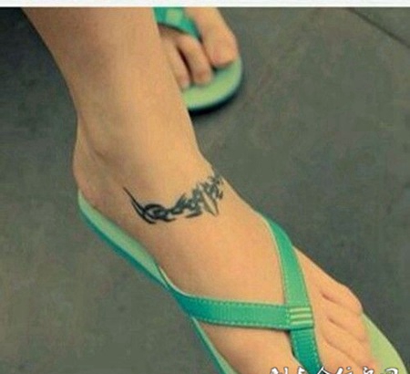 脚踝纹身个性图腾简易图案