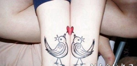 恩爱情侣手腕纹身图片简约小清新