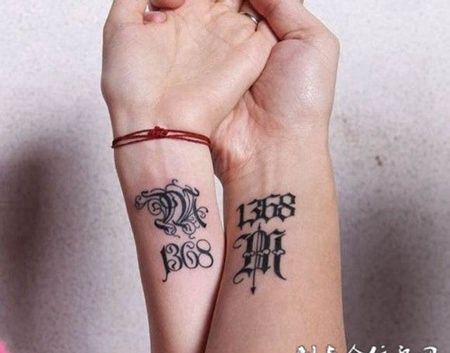 情侣纹身手腕大图案个性梵文纹身