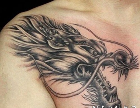 男生霸气龙头纹身图案