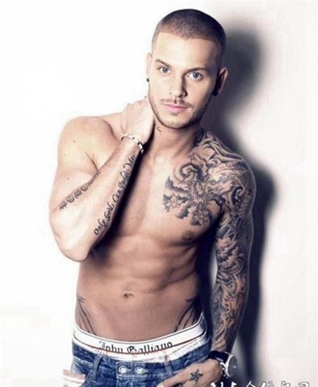 时尚欧美型男手臂纹身图片