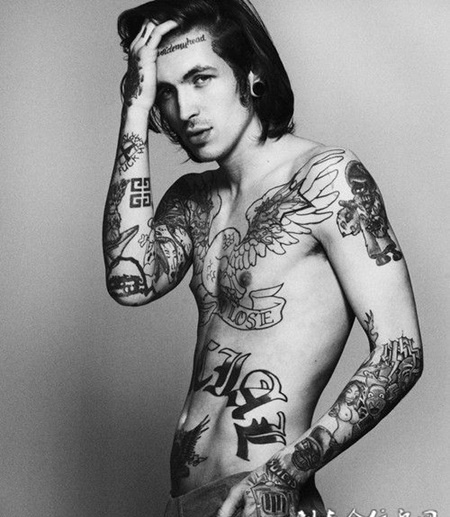 帅哥手臂彩色纹身图片