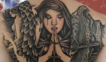 祷告中的天使纹身图案