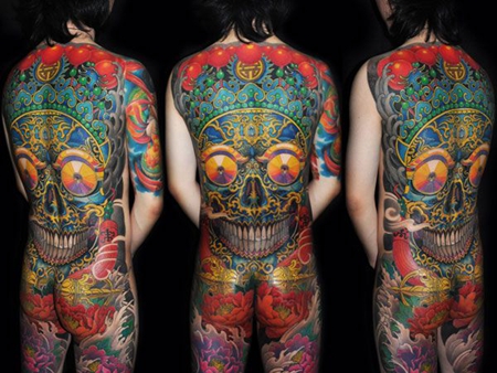 传统满背嘎巴拉纹身