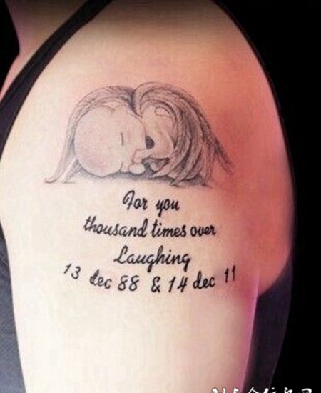 手臂可爱萌天使纹身图案