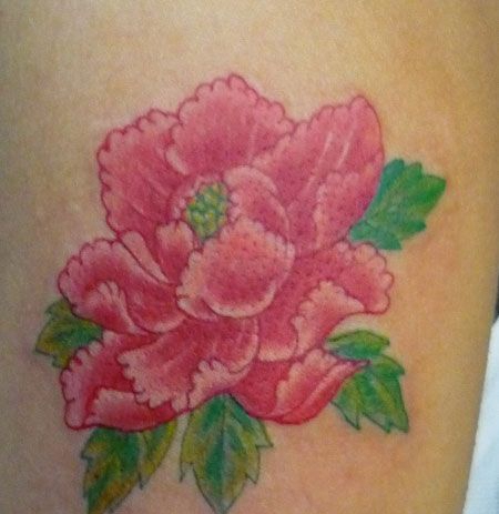 粉红牡丹纹身图案