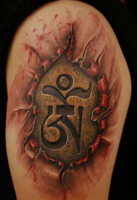 手臂藏文经文纹身图案