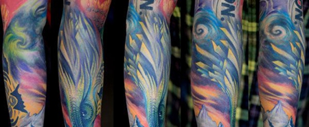 手臂上的插画老鹰纹身图案