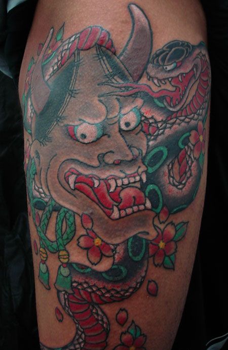 手臂毒蛇般若组合纹身图案