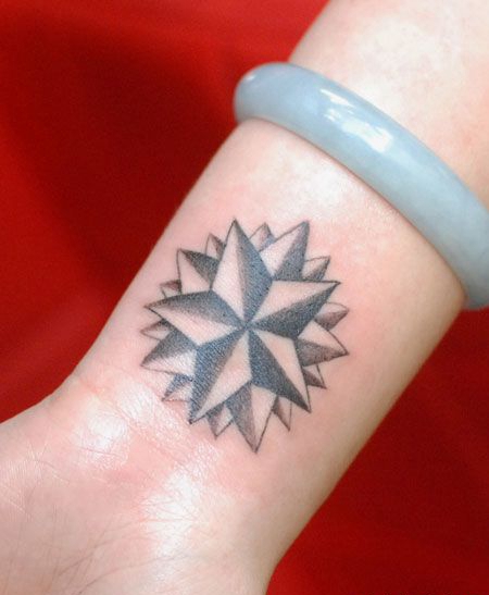 手腕重叠的五角星纹身图案