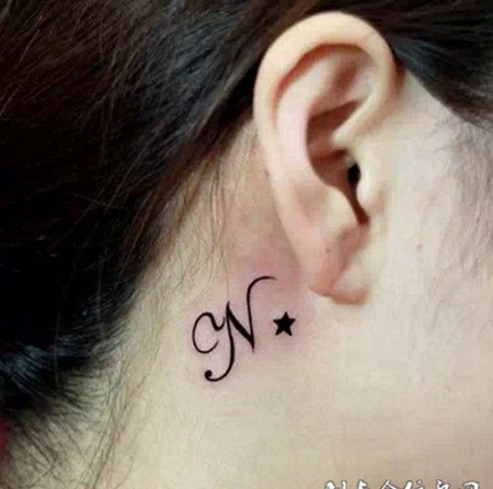 耳朵后的纹身图片小图案