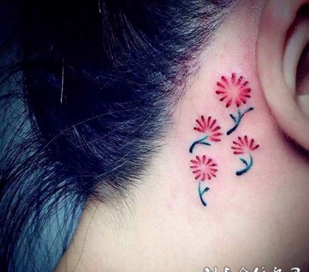 耳后纹身小图案设计图片