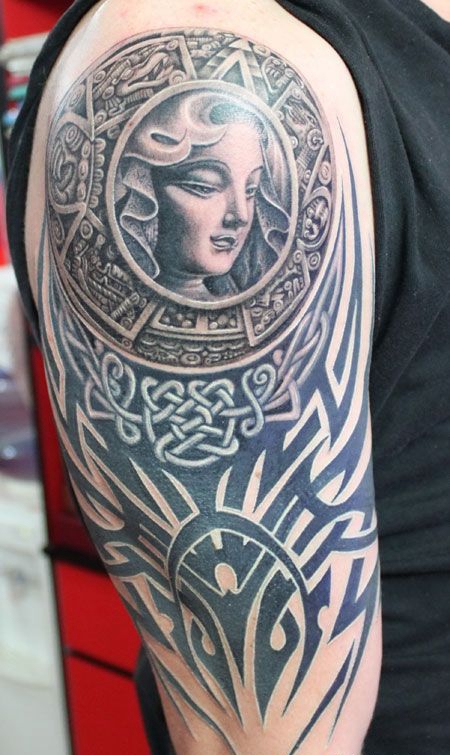 手臂图腾女神信仰纹身图案