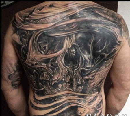满背骷髅纹身图片大全