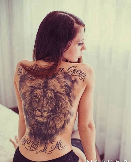 背部女图腾纹身图片