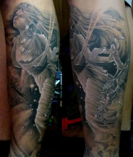 手臂战争女神纹身图案