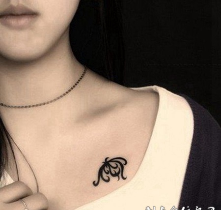 锁骨的图腾纹身图女生图片
