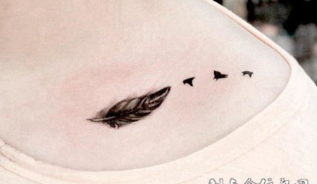 羽毛飞鸟纹身图案大全