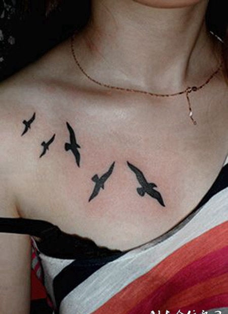 女生纹身飞鸟图案大全