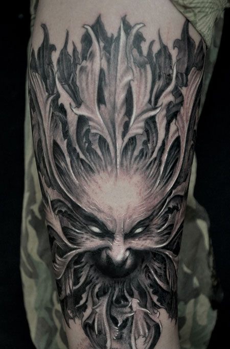 保罗恶魔鬼头纹身图案