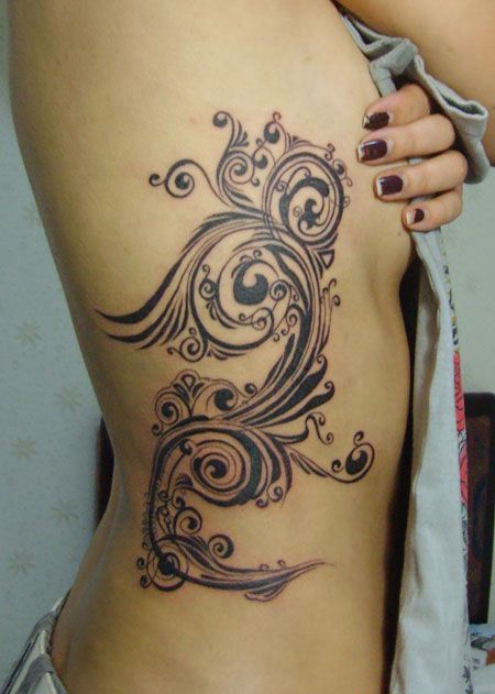 女生侧腰性感图腾纹身图案