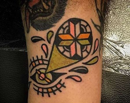 Old School小腿眼睛纹身图案