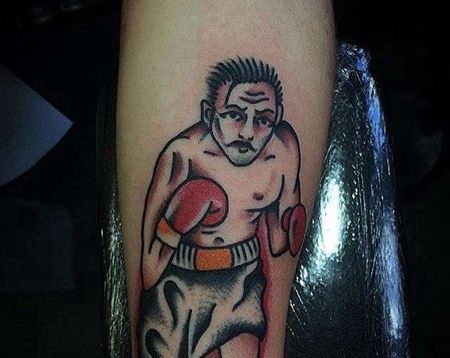 Old School小臂拳击手纹身图案