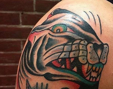 Old School大臂黑豹纹身图案