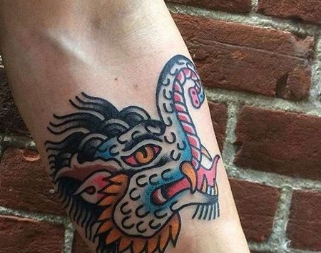 Old School小臂大象纹身图案