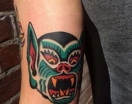 Old School大臂恶魔纹身图案