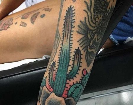 Old School小臂仙人掌纹身图案