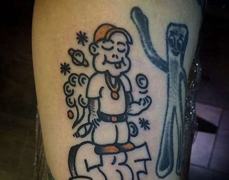 Old School小腿娃娃纹身图案