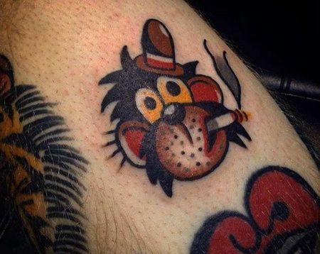 Old School大腿猩猩纹身图案