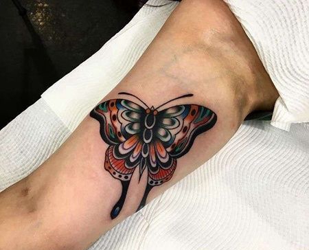 Old School小臂蝴蝶纹身图案